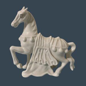 Vintage White Porcelain Horse Figurine Ardalt Verithin Lenwile Japan